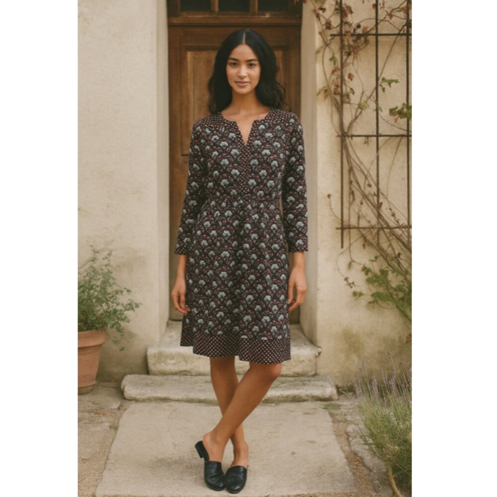 DR2 Long Sleeve Paisley Short Dress Drawstring - Size Large